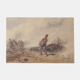 Gewonnen soldaat na de slag (oorlogsscène) deurmat