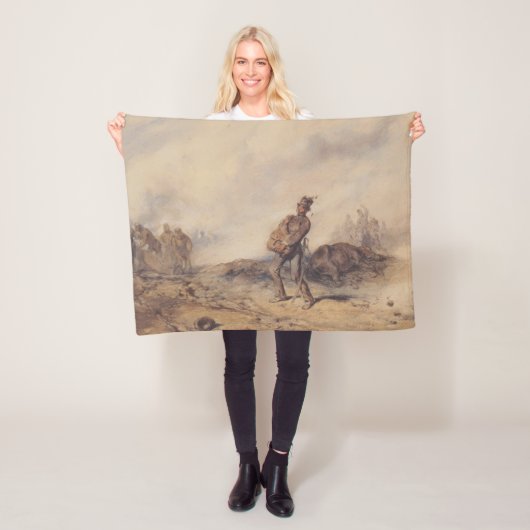 Gewonnen soldaat na de slag (oorlogsscène) fleece deken (In situ)