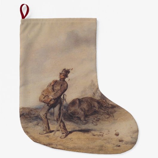 Gewonnen soldaat na de slag (oorlogsscène) grote kerstsok (Voorkant)
