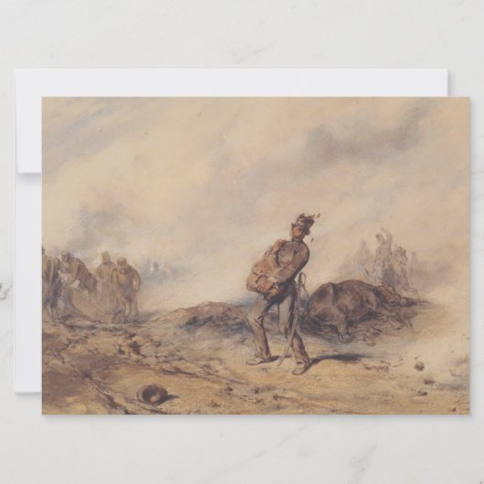 Gewonnen soldaat na de slag (oorlogsscène) kaart (Voorkant)