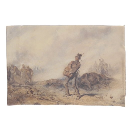 Gewonnen soldaat na de slag (oorlogsscène) kussensloop (Voorkant-Links)