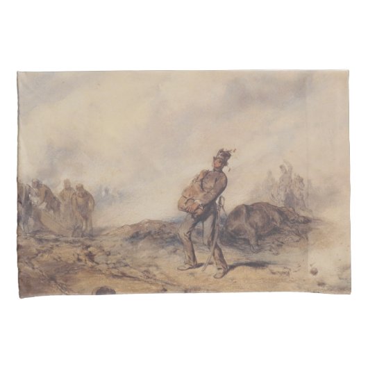 Gewonnen soldaat na de slag (oorlogsscène) kussensloop (Voorkant-Rechts)