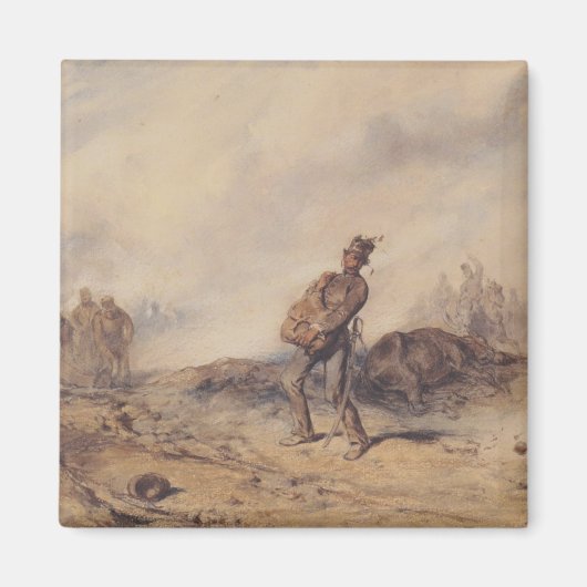 Gewonnen soldaat na de slag (oorlogsscène) magneet (Voorkant)