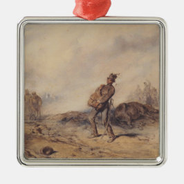 Gewonnen soldaat na de slag (oorlogsscène) metalen ornament