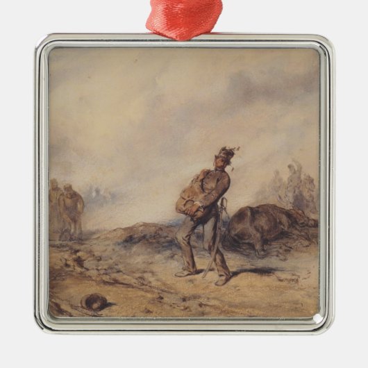 Gewonnen soldaat na de slag (oorlogsscène) metalen ornament (Voorkant)