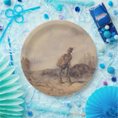 Gewonnen soldaat na de slag (oorlogsscène) papieren bordje (Feest)