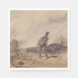 Gewonnen soldaat na de slag (oorlogsscène) servet