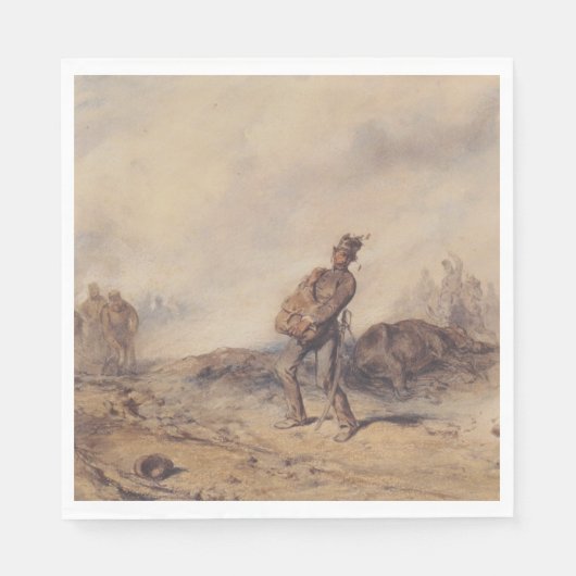 Gewonnen soldaat na de slag (oorlogsscène) servet (Voorkant)