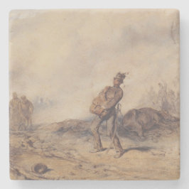 Gewonnen soldaat na de slag (oorlogsscène) stenen onderzetter