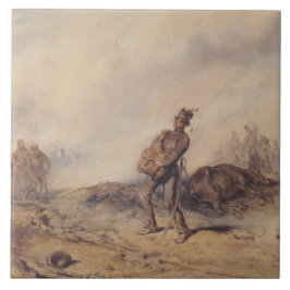 Gewonnen soldaat na de slag (oorlogsscène) tegeltje