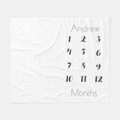Gewoon 12-maands-milestone-jongen grijs/zwart fleece deken (Voorkant (Horizontaal))