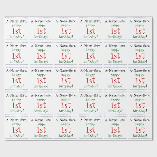 Gewoon 1e verjaardag inpakpapier (Vlak)