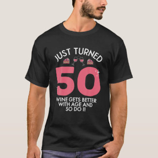 Gewoon 50 wijn beter draaien met 50-jarige leeftij t-shirt
