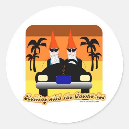 Gewoon aan het rollen met de Gnom-ies Ronde Sticker (Voorkant)
