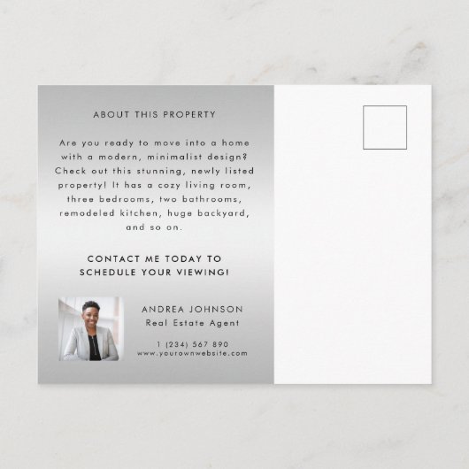 Gewoon aangeboden onroerend goed 3 Fotomarketing Briefkaart (Achterkant)