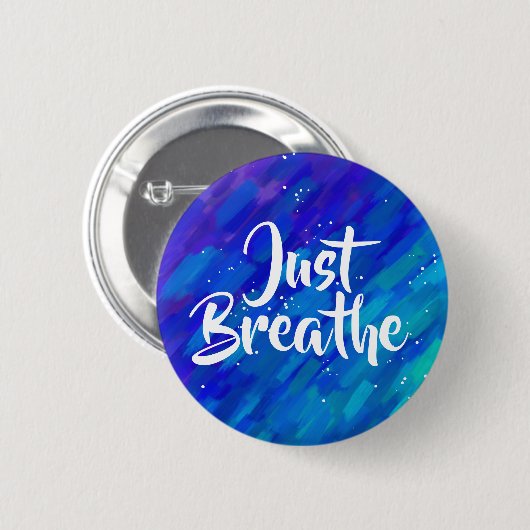 Gewoon abstracte streekstrepen met positieve quote ronde button 5,7 cm (Voorkant /achterkant)