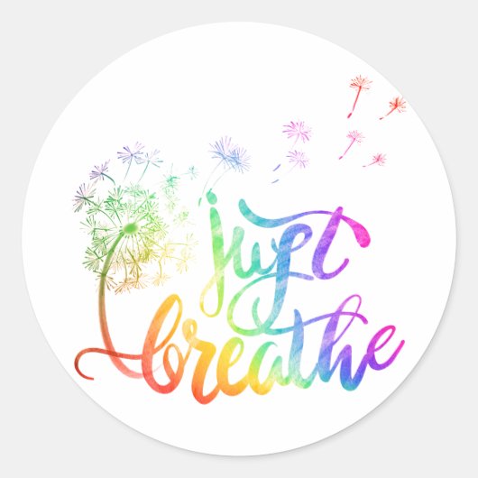 Gewoon ademen | blaasend deandelion in de wind ronde sticker (Voorkant)