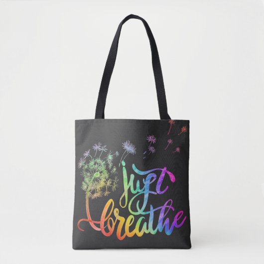 Gewoon ademen | blaasend deandelion in de wind tote bag (Voorkant)