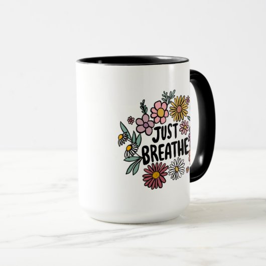 GEWOON ADEMEN Bloemen Schattige Flowers Daisy Hand Mok (Voorkant rechts)