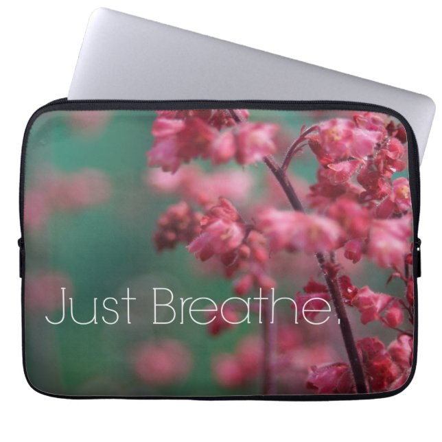 Gewoon ademen citaat (Bloemen) Laptop Sleeve (Voorkant)