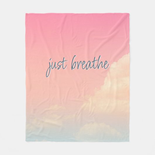 GEWOON ADEMEN Life Quote Pink Sky Clouds Modern Fleece Deken (Voorkant)
