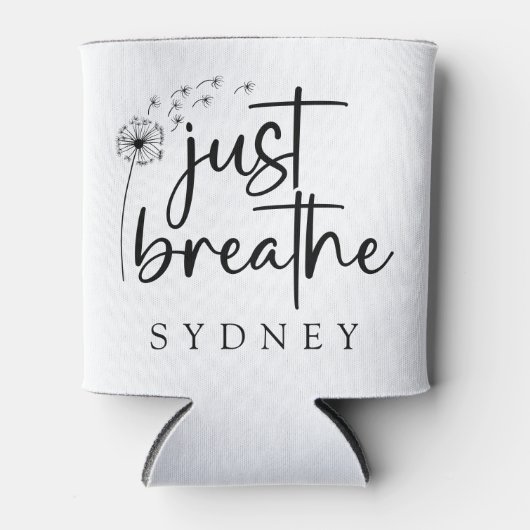 Gewoon ademen paardenbloem aangepaste naam blikjeskoeler (Voorkant)