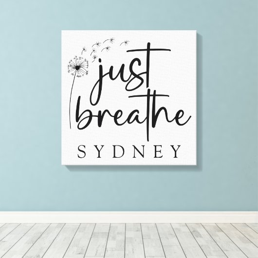 Gewoon ademen paardenbloem aangepaste naam canvas afdruk (Insitu (Houten vloer))