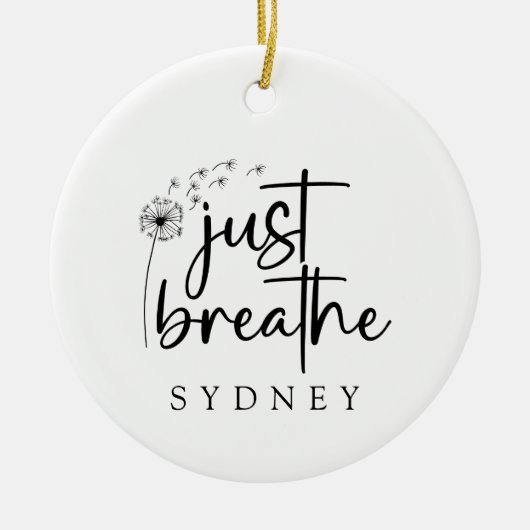 Gewoon ademen paardenbloem aangepaste naam keramisch ornament (Voorkant)