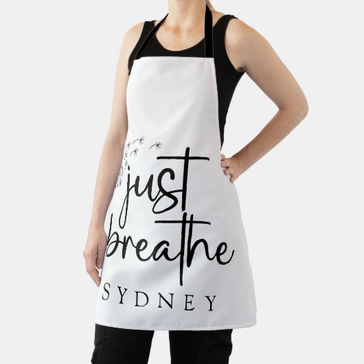 Gewoon ademen paardenbloem aangepaste naam schort (Insitu)