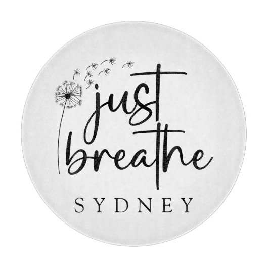 Gewoon ademen paardenbloem aangepaste naam snijplank (Voorkant)