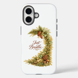 Gewoon Ademhalen Dennenkegel Aquarel iPhone 16 hoe Hoesje