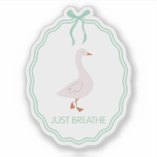 Gewoon Ademhalen Lieve Gans met Groene Lint Kader Sticker