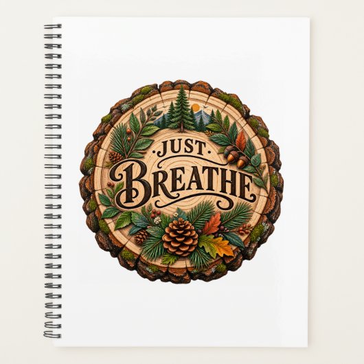 Gewoon Ademhalen Rustieke Bos Hardcover Notitieboe Planner (Voorkant)