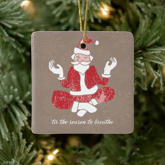 Gewoon Ademhalen Yoga Kerstman Keramisch Ornament (Boom)