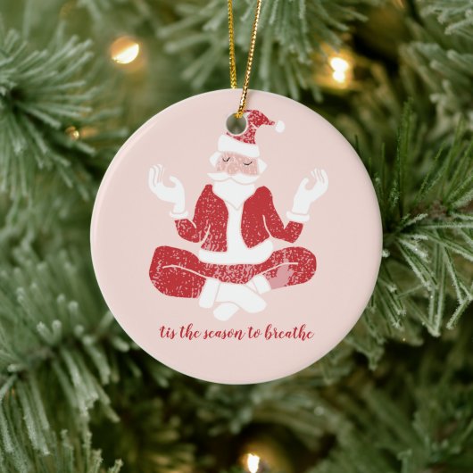 Gewoon Ademhalen Yoga Kerstman Keramisch Ornament (Boom)