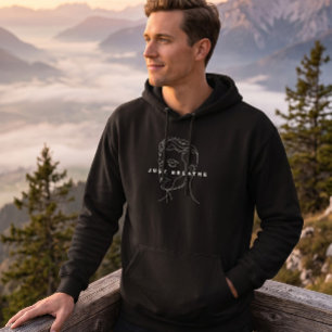 Gewoon Ademhalen Zwarte Hoodie   Minimalistische L