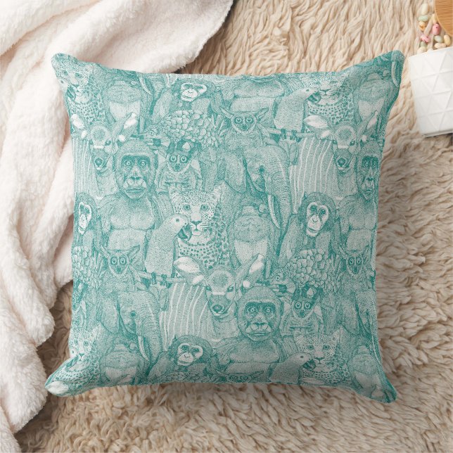 gewoon Afrikaanse jungle dieren teal wit Kussen (Deken)