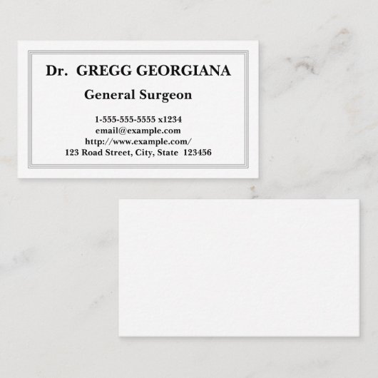 Gewoon Algemeen Visitekaartje chirurg (Voorkant / Achterkant)