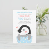 Gewoon Baby shower met kleine pinguïns Kaart (Staand voorkant)