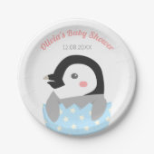 Gewoon Baby shower met kleine pinguïns Papieren Bordje (Voorkant)