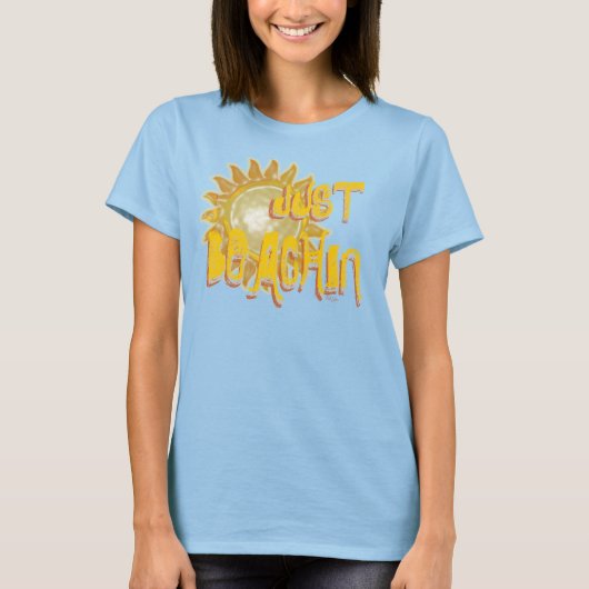 Gewoon BEACHIN! (3D zon/geel) T-shirt (Voorkant)