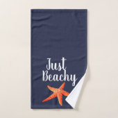 Gewoon Beachy Nautical Red Oranje Starfish & Navy Bad Handdoek (Handdoek)