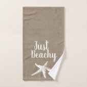 Gewoon Beachy Nautical White Starfish & Faux Burla Bad Handdoek (Handdoek)