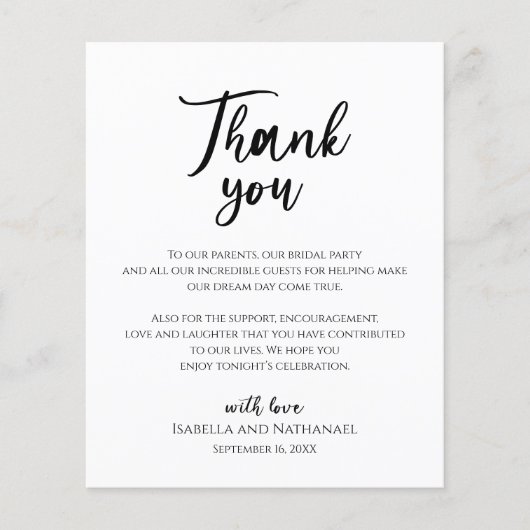 gewoon bedankt voor de trouwreceptie Kaart (Voorkant)