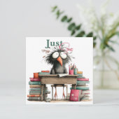 Gewoon Beginnen Grappige Vogel Studenten Bureaukaa Kaart (Staand voorkant)
