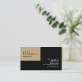 Gewoon Beige Black Modern Creative Visitekaartje (Staand voorkant)