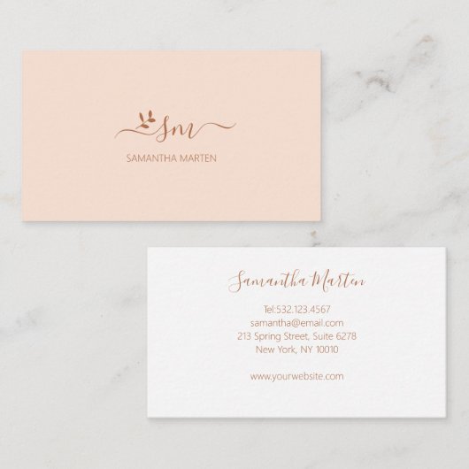 Gewoon beige bruin bloemig visitekaartje (Voorkant / Achterkant)