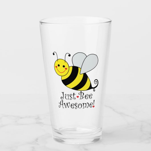 Gewoon bijen Geweldige Cute Yellow Bumble Bee. Glas (Voorkant)