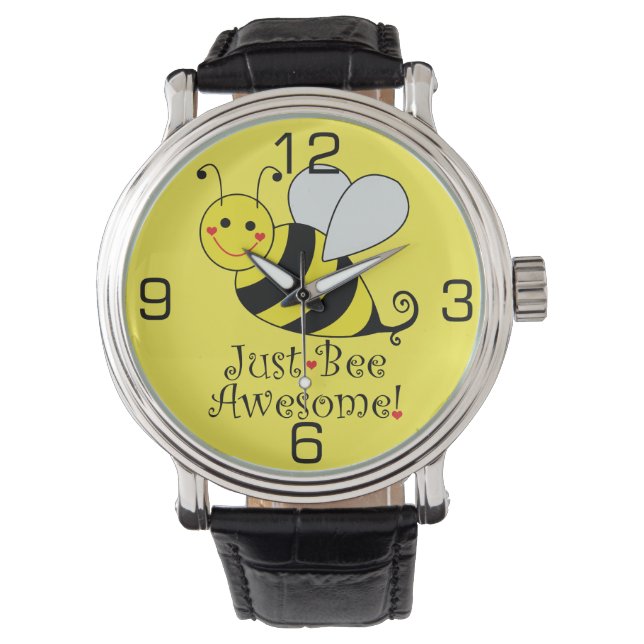 Gewoon bijen Geweldige Cute Yellow Bumble Bee. Horloge (Voorkant)