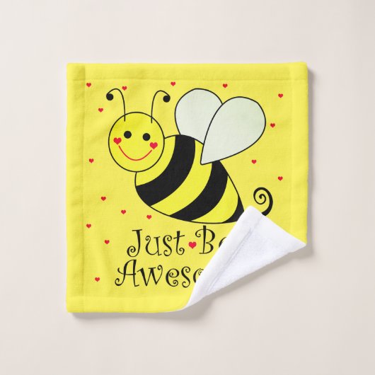 Gewoon bijen Geweldige Cute Yellow Bumble Bee. Washandje (Wasdoekje)